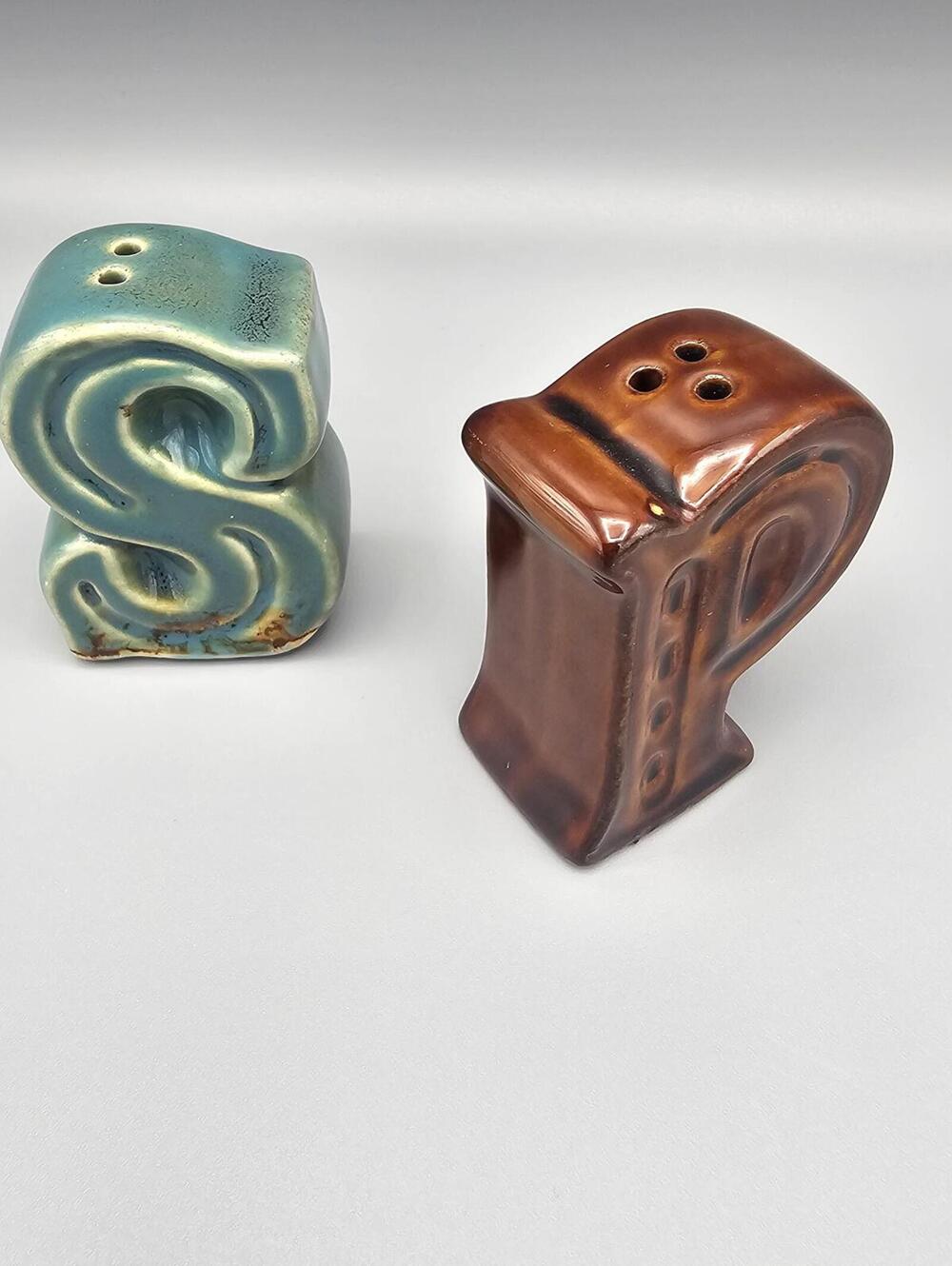 Vintage Ceramic S and P Letter Salt and Pepper Shakers